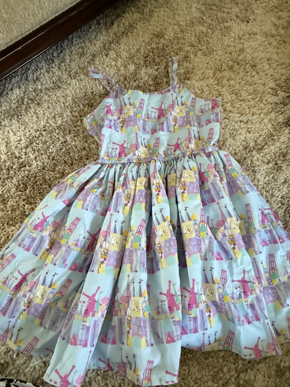 Pastel Castle Print Sundress - Light Blue, Pink & Purple - It’s a Small World